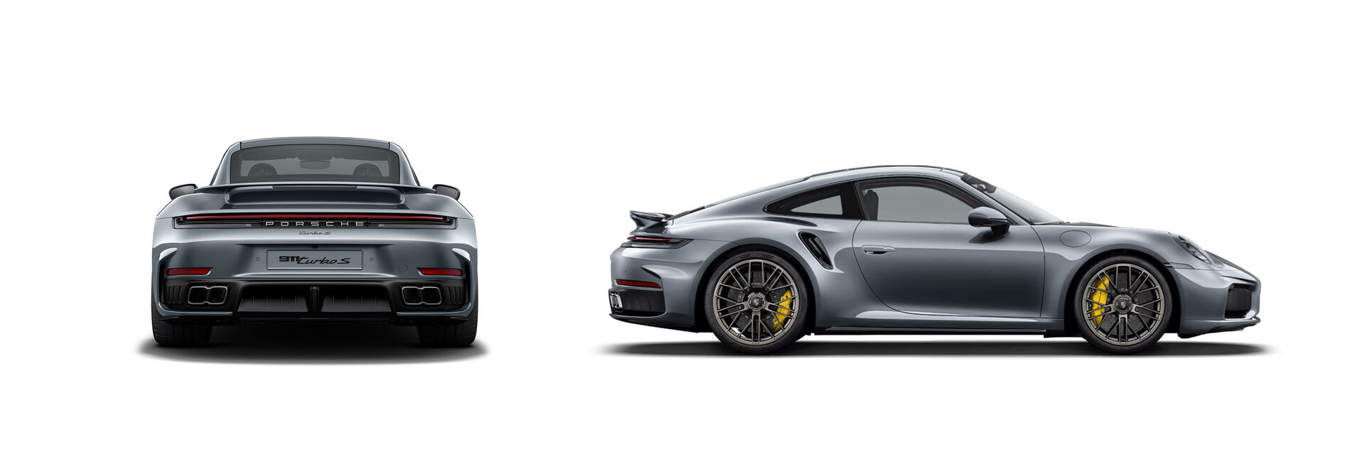 Porsche 911 Turbo S in der Heck- und Seitenansicht